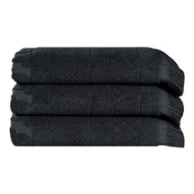 Rolla Cotton Geometric Jacquard Plush Absorbent Bath Towel Set of 3