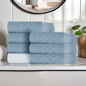 Rolla Cotton Geometric Jacquard Plush Absorbent Hand Towel Set of 6