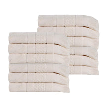 Rolla Cotton Geometric Jacquard Plush Face Towel Washcloth Set of 12