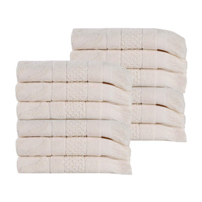 Rolla Cotton Geometric Jacquard Plush Face Towel Washcloth Set of 12
