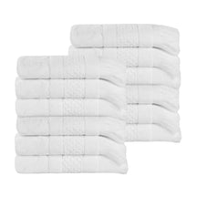 Rolla Cotton Geometric Jacquard Plush Face Towel Washcloth Set of 12