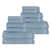 Rolla Cotton Geometric Jacquard Plush Soft Absorbent 12 Piece Towel Set