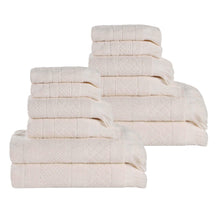 Rolla Cotton Geometric Jacquard Plush Soft Absorbent 12 Piece Towel Set