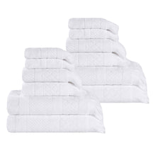 Rolla Cotton Geometric Jacquard Plush Soft Absorbent 12 Piece Towel Set