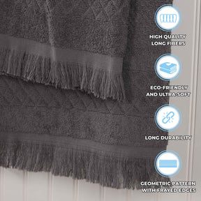 Rolla Cotton Geometric Jacquard Plush Soft Absorbent 12 Piece Towel Set