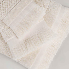 Rolla Cotton Geometric Jacquard Plush Soft Absorbent 3 Piece Towel Set