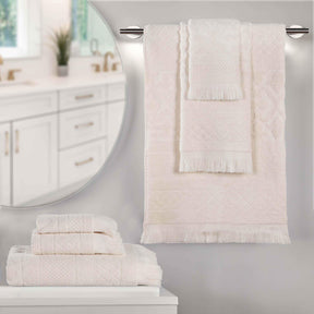 Rolla Cotton Geometric Jacquard Plush Soft Absorbent 6 Piece Towel Set