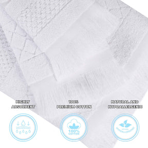 Rolla Cotton Geometric Jacquard Plush Soft Absorbent 6 Piece Towel Set