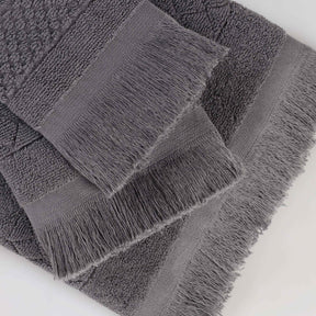 Rolla Cotton Geometric Jacquard Plush Soft Absorbent 6 Piece Towel Set