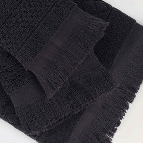 Rolla Cotton Geometric Jacquard Plush Soft Absorbent 6 Piece Towel Set