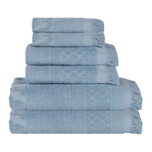 Rolla Cotton Geometric Jacquard Plush Soft Absorbent 6 Piece Towel Set