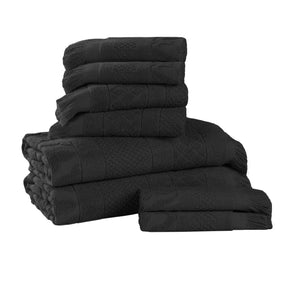 Rolla Cotton Geometric Jacquard Plush Soft Absorbent 8 Piece Towel Set