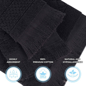 Rolla Cotton Geometric Jacquard Plush Soft Absorbent 8 Piece Towel Set