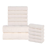 Roma Cotton Ribbed Textured Soft Absorbent 12 Piece Assorted Towel Set