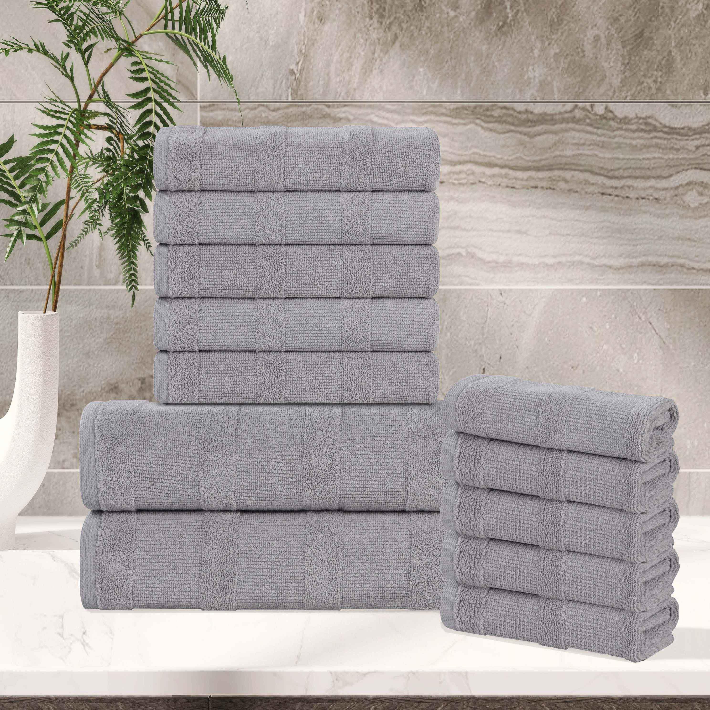 Roma Cotton Ribbed Textured Soft Absorbent 12 Piece Assorted Towel Set
