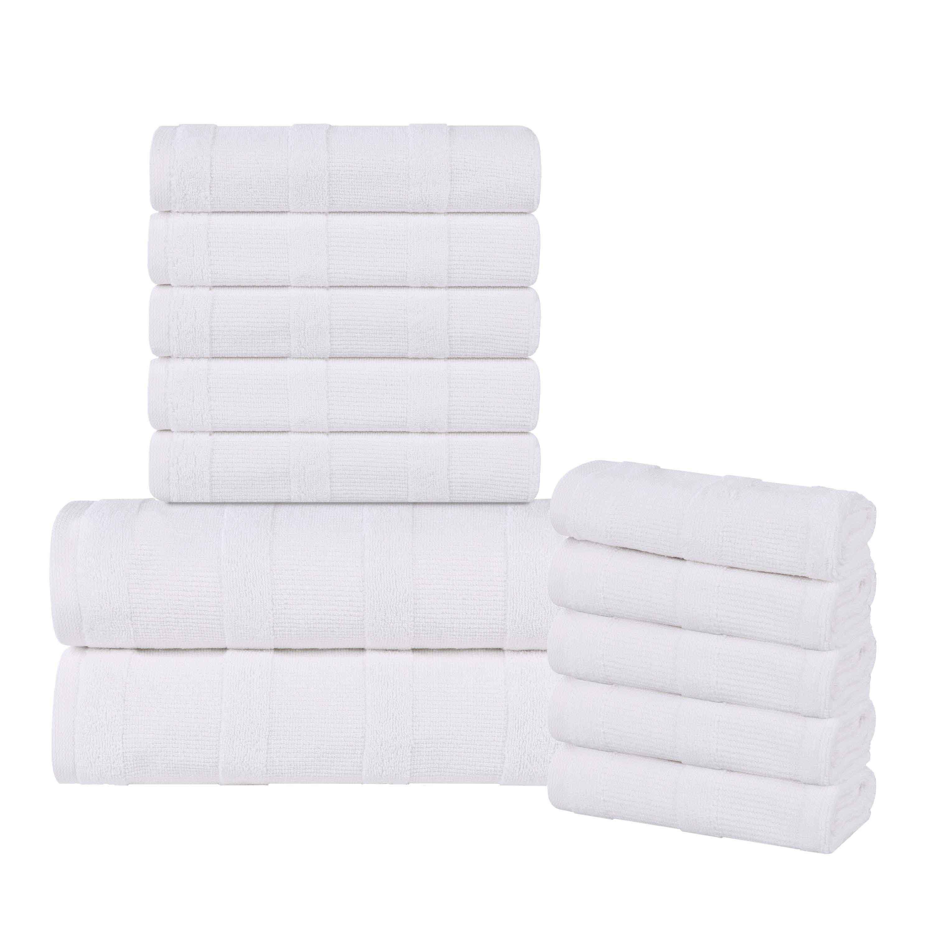 Roma Cotton Ribbed Textured Soft Absorbent 12 Piece Assorted Towel Set
