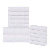 Roma Cotton Ribbed Textured Soft Absorbent 12 Piece Assorted Towel Set