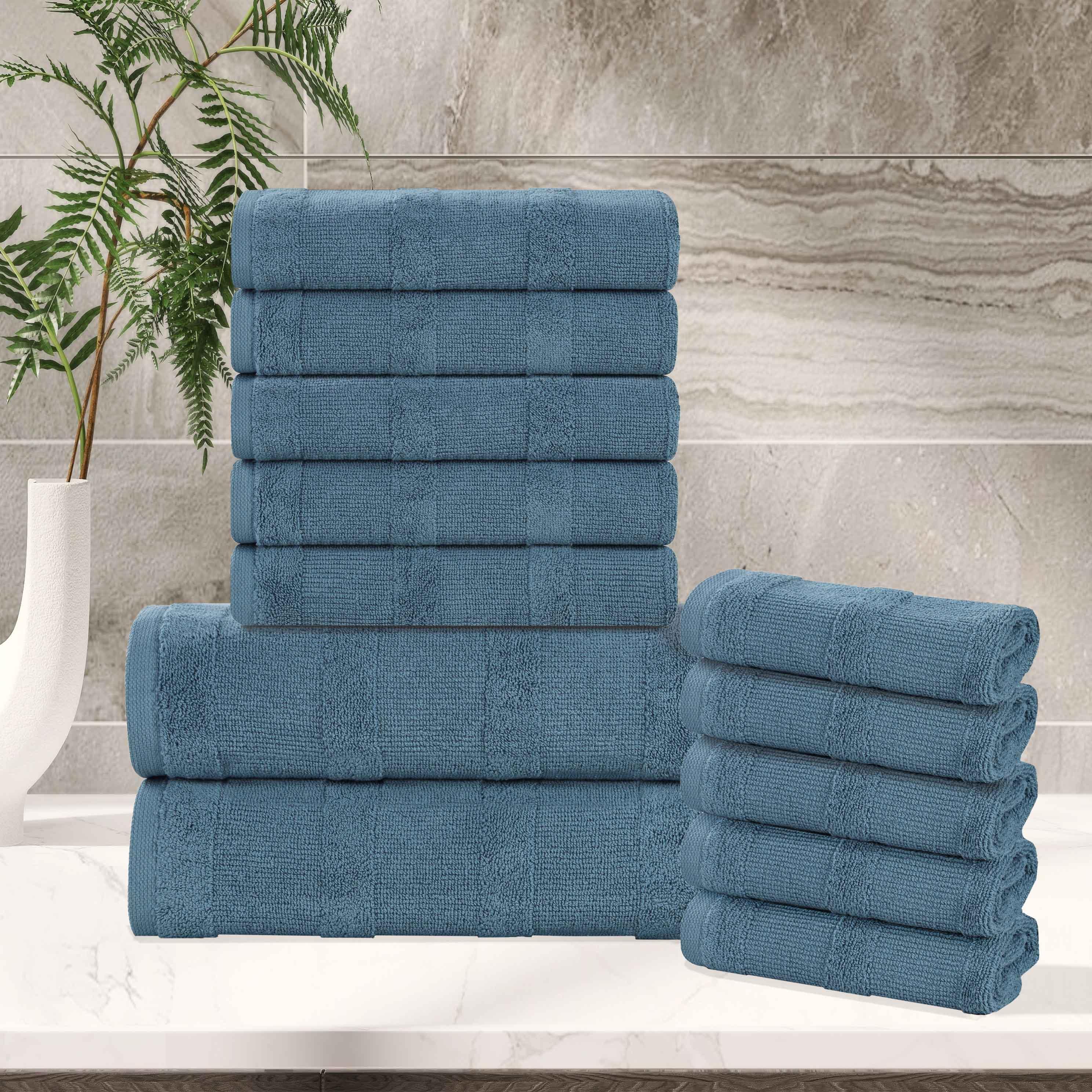 Roma Cotton Ribbed Textured Soft Absorbent 12 Piece Assorted Towel Set