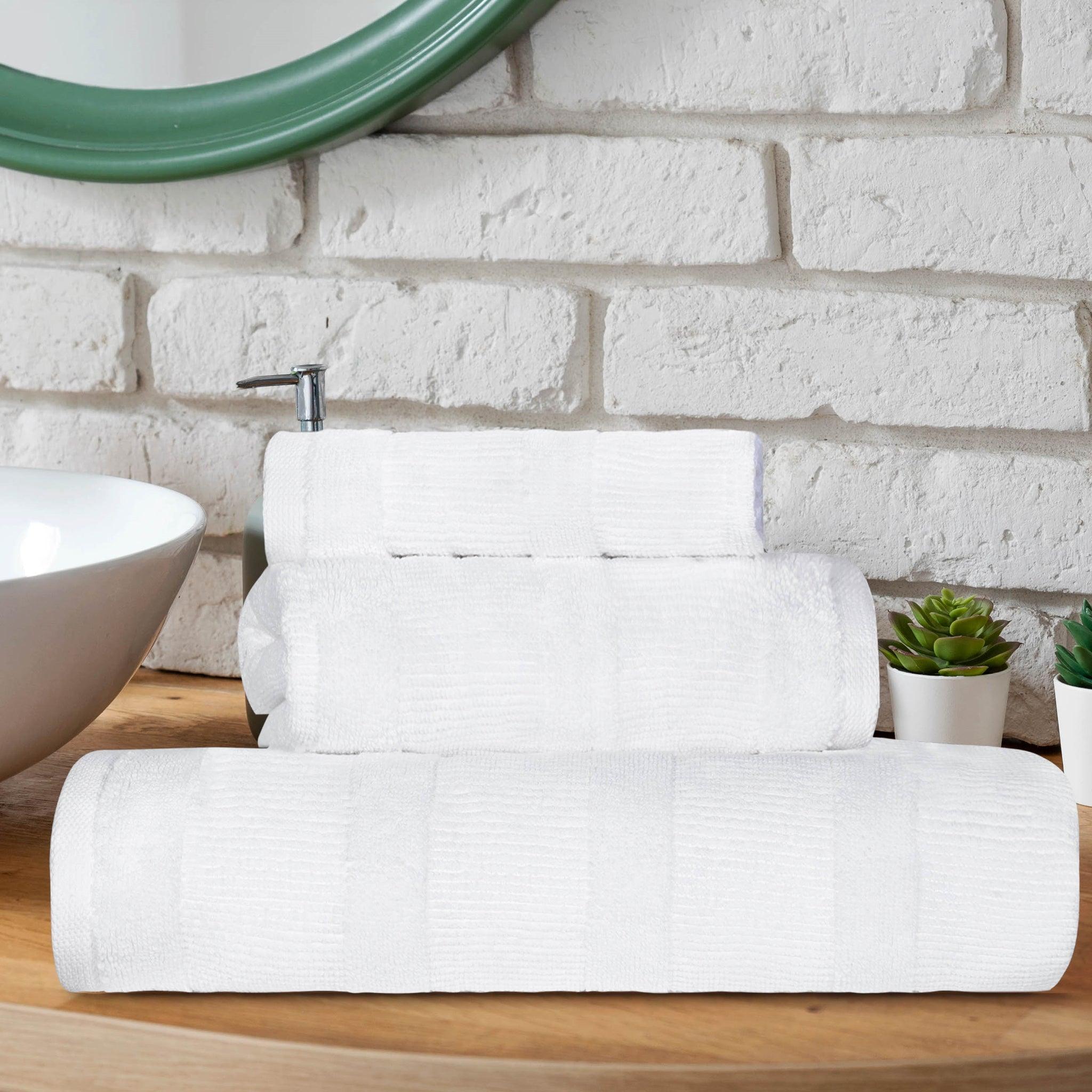 Roma Cotton Ribbed Textured Soft Absorbent 3 Piece Assorted Towel Set
