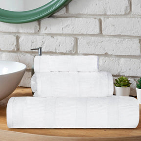 Roma Cotton Ribbed Textured Soft Absorbent 3 Piece Assorted Towel Set