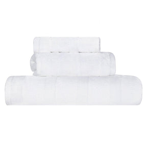 Roma Cotton Ribbed Textured Soft Absorbent 3 Piece Assorted Towel Set