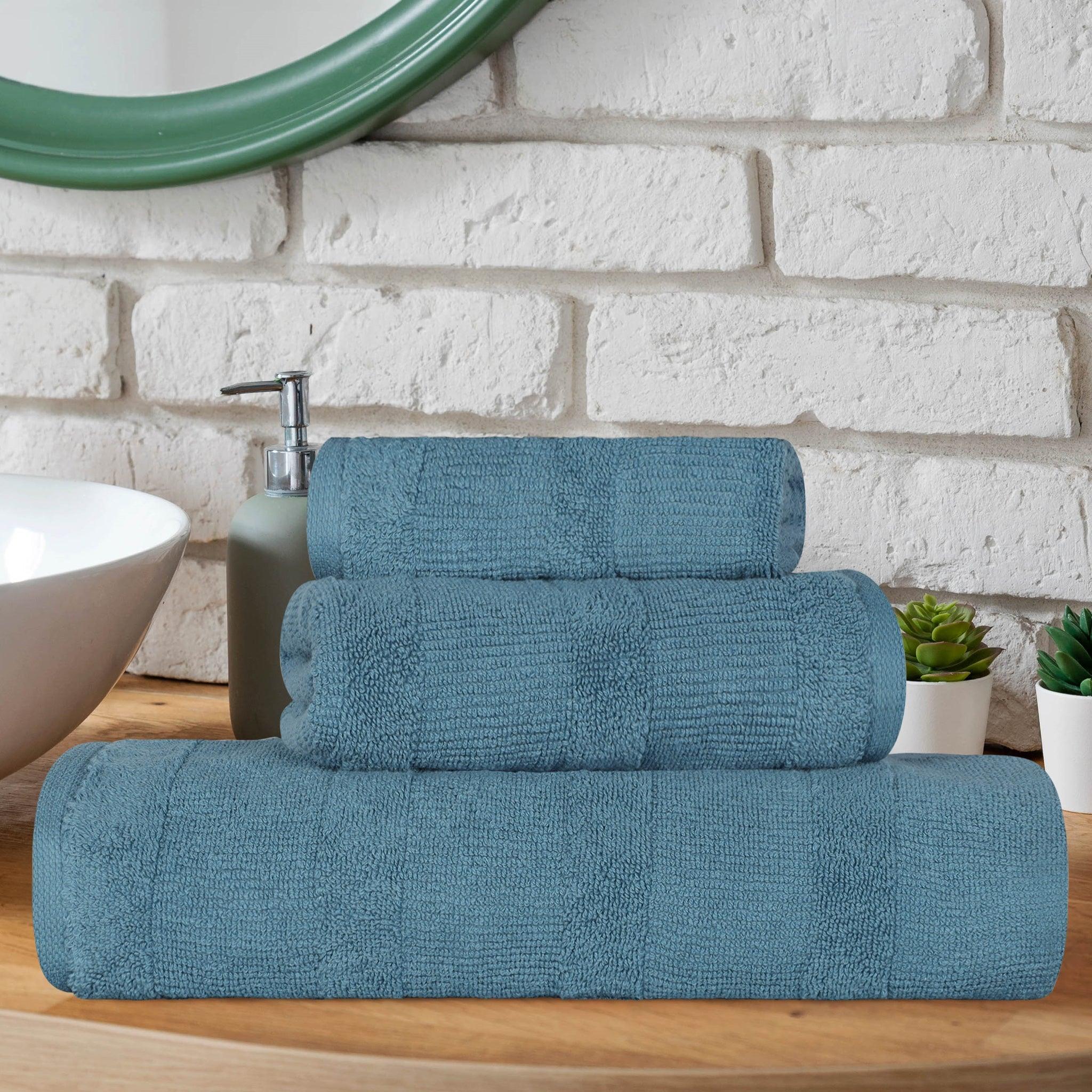 Roma Cotton Ribbed Textured Soft Absorbent 3 Piece Assorted Towel Set