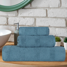 Roma Cotton Ribbed Textured Soft Absorbent 3 Piece Assorted Towel Set