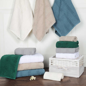 Roma Cotton Ribbed Textured Soft Absorbent 3 Piece Assorted Towel Set