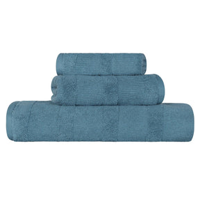 Roma Cotton Ribbed Textured Soft Absorbent 3 Piece Assorted Towel Set