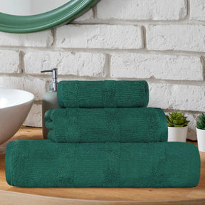 Roma Cotton Ribbed Textured Soft Absorbent 3 Piece Assorted Towel Set