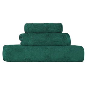 Roma Cotton Ribbed Textured Soft Absorbent 3 Piece Assorted Towel Set