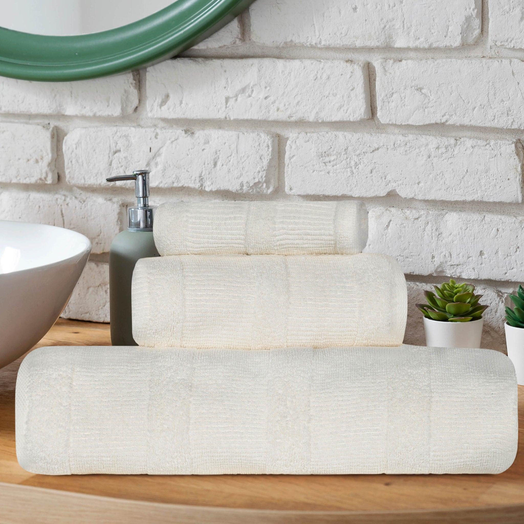 Roma Cotton Ribbed Textured Soft Absorbent 3 Piece Assorted Towel Set