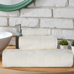 Roma Cotton Ribbed Textured Soft Absorbent 3 Piece Assorted Towel Set