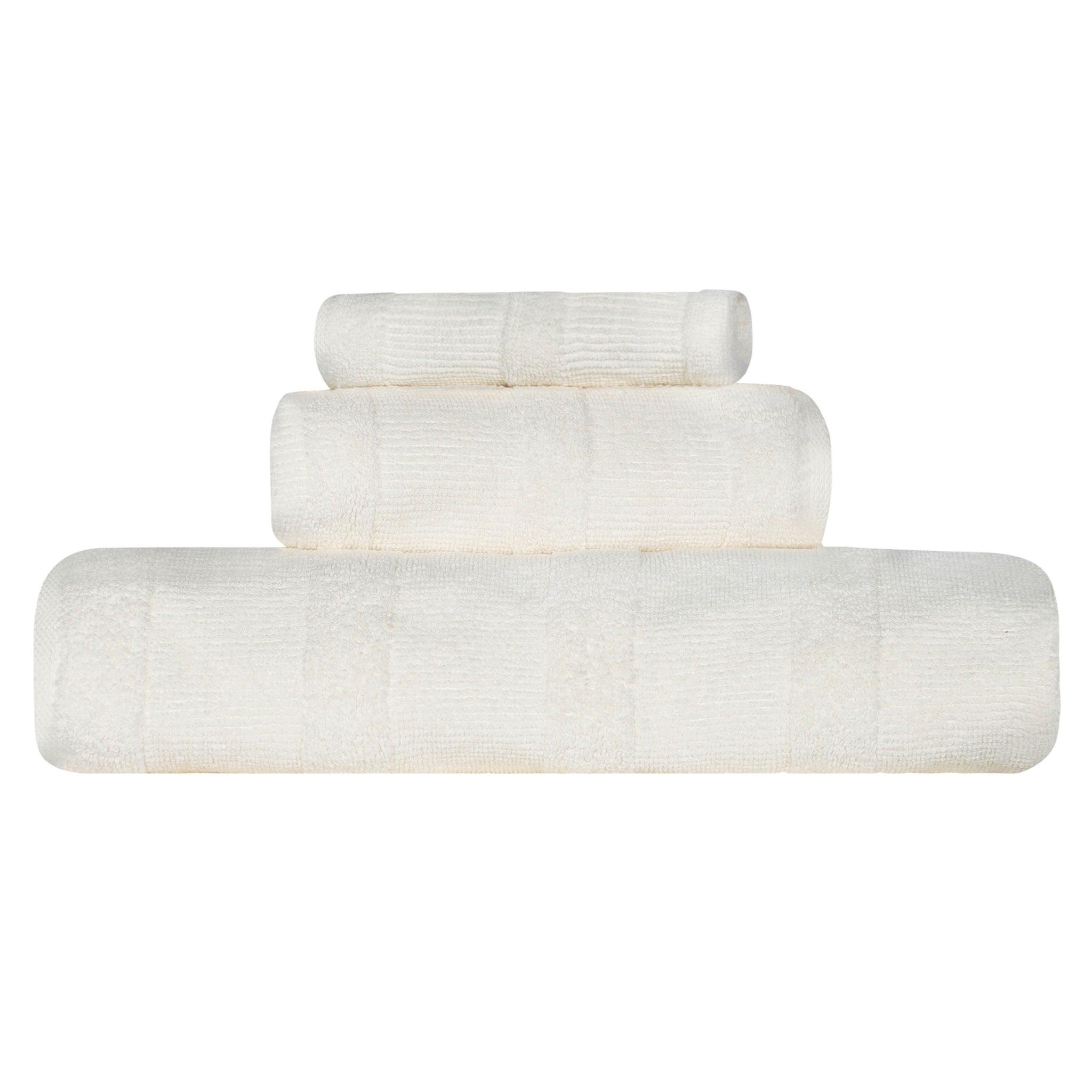 Roma Cotton Ribbed Textured Soft Absorbent 3 Piece Assorted Towel Set
