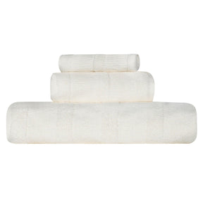 Roma Cotton Ribbed Textured Soft Absorbent 3 Piece Assorted Towel Set