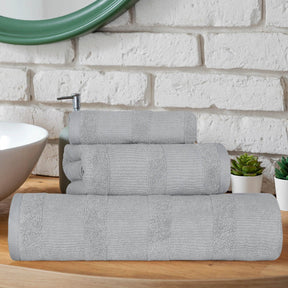 Roma Cotton Ribbed Textured Soft Absorbent 3 Piece Assorted Towel Set
