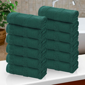 Roma Cotton Ribbed Textured Soft Face Towels/ Washcloths, Set of 12