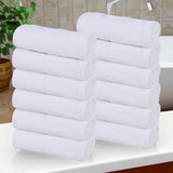 Roma Cotton Ribbed Textured Soft Face Towels/ Washcloths, Set of 12