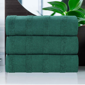 Roma Cotton Ribbed Textured Soft Highly Absorbent Bath Towel Set of 3
