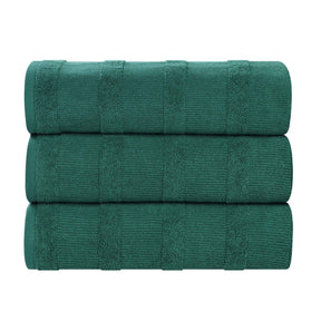 Roma Cotton Ribbed Textured Soft Highly Absorbent Bath Towel Set of 3