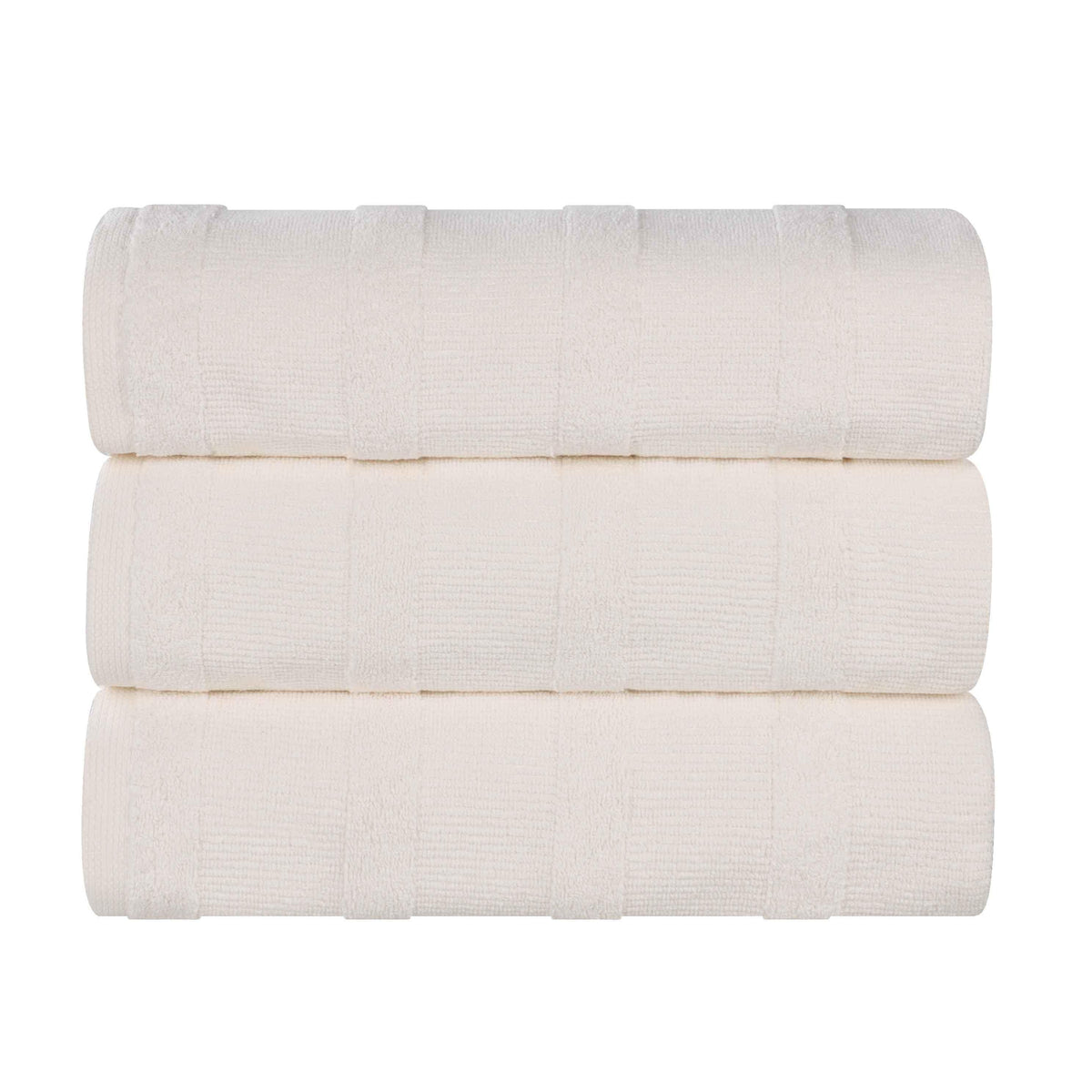Roma Cotton Ribbed Textured Soft Highly Absorbent Bath Towel Set of 3