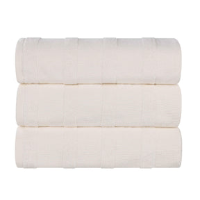Roma Cotton Ribbed Textured Soft Highly Absorbent Bath Towel Set of 3