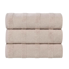 Roma Cotton Ribbed Textured Soft Highly Absorbent Bath Towel Set of 3
