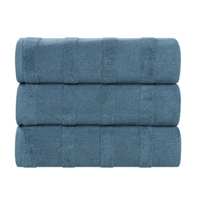 Roma Cotton Ribbed Textured Soft Highly Absorbent Bath Towel Set of 3