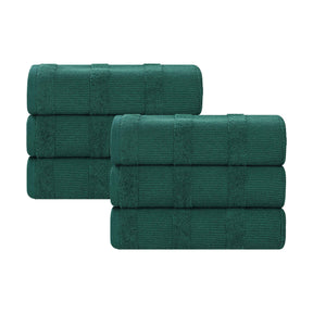 Roma Cotton Ribbed Textured Soft Highly Absorbent Hand Towel Set of 6