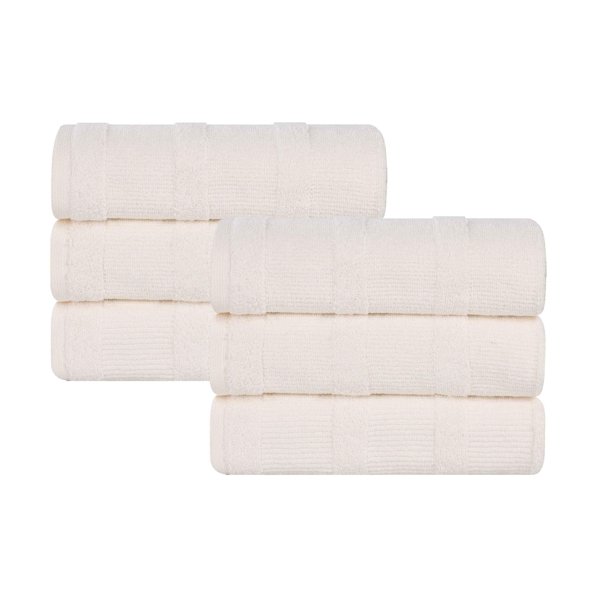 Roma Cotton Ribbed Textured Soft Highly Absorbent Hand Towel Set of 6