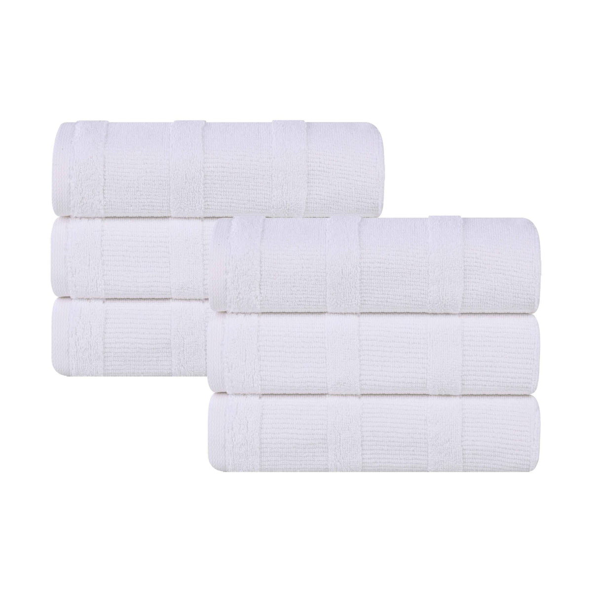 Roma Cotton Ribbed Textured Soft Highly Absorbent Hand Towel Set of 6