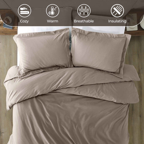 100% Cotton Flannel Solid Fuzzy Warm Duvet Cover Set