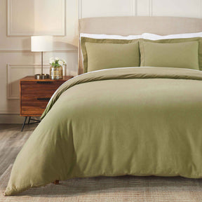 Rome Flannel Cotton Fuzzy Warm Solid Duvet Cover Set
