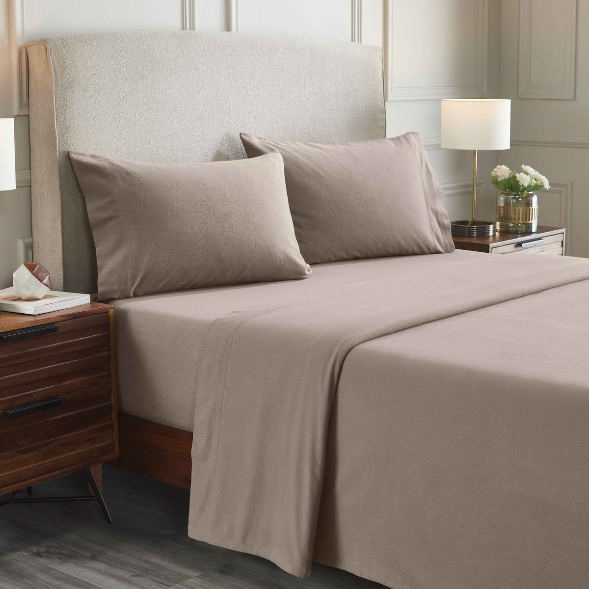 100% Cotton Flannel Sheet Set Solid Deep Pocket Fuzzy Warm Rome